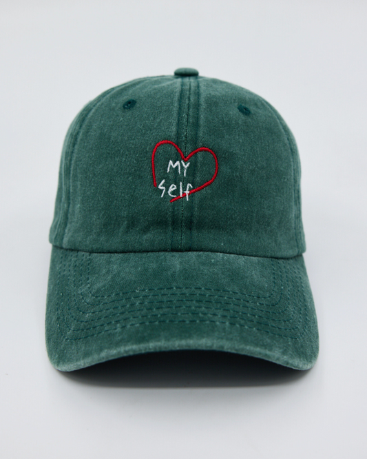 Love Myself Dark Green Washed Cap