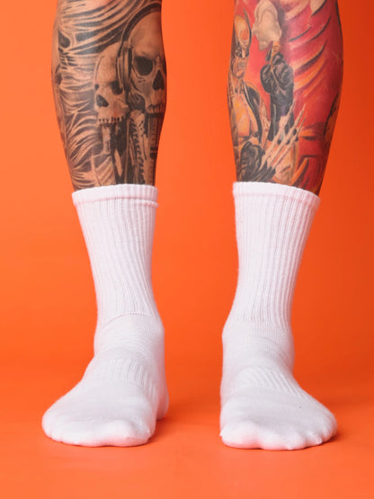front view of white love socks
