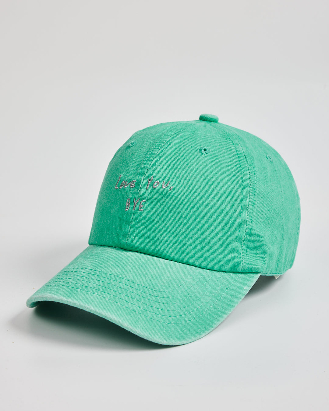 Side view of Love You Bye Aqua Blue Washed Cap