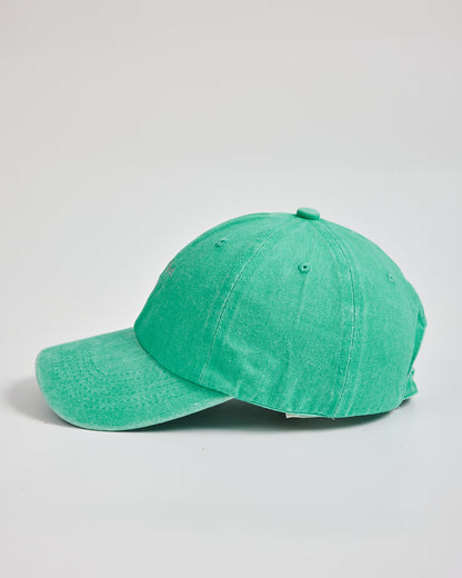 Love You Bye Aqua Blue Washed Cap on a light gray background