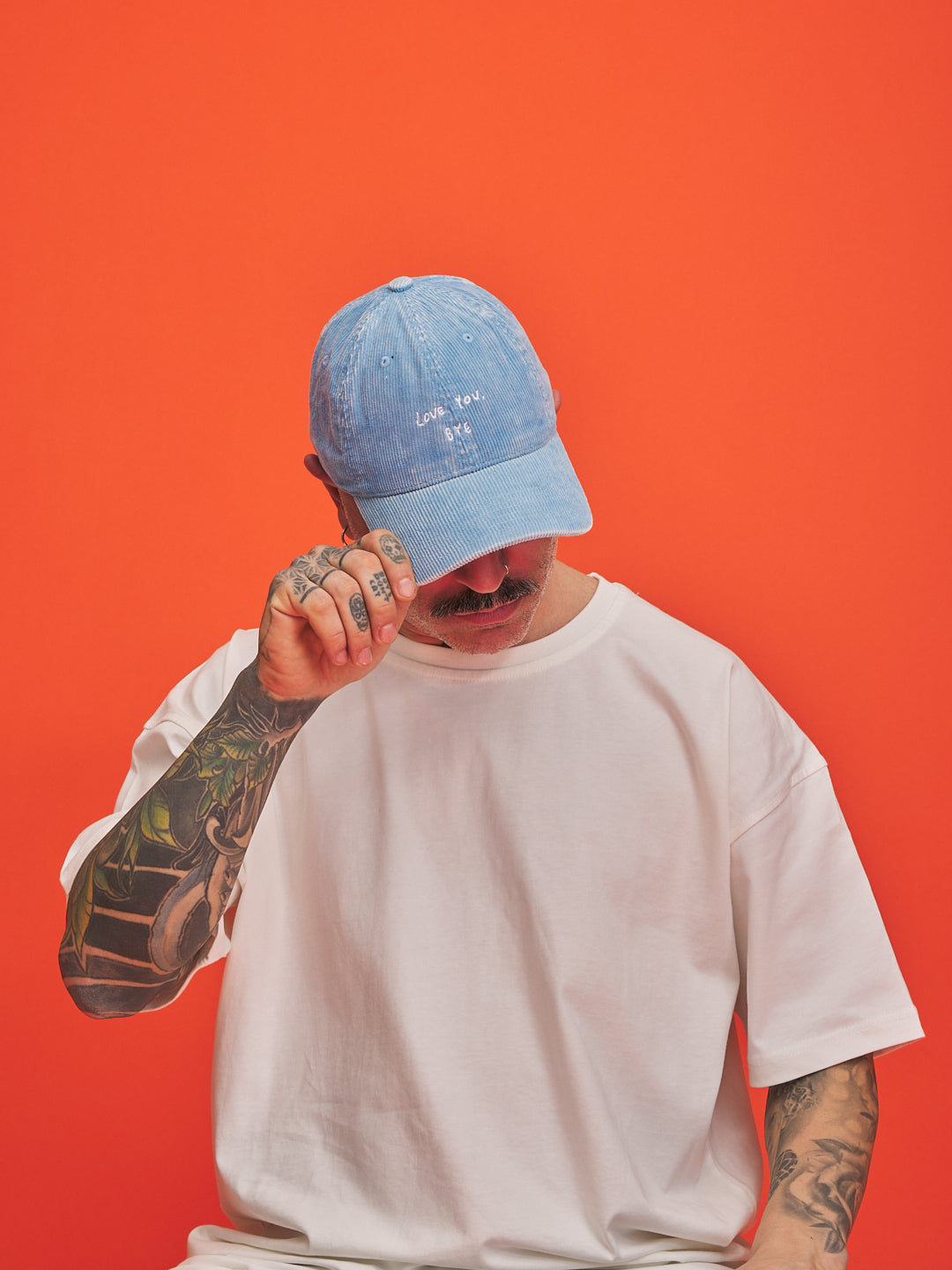Side view of Love You Bye Baby Blue Corduroy Cap