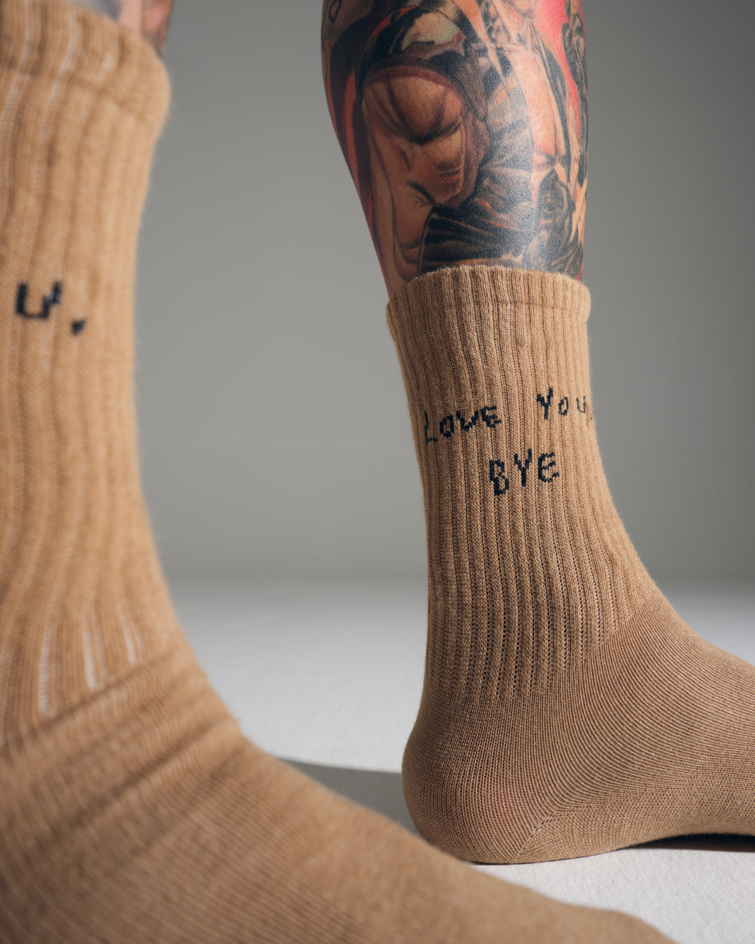 Love You Bye Brown Socks