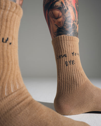 Love You Bye Brown Socks
