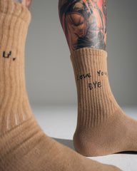 Love You Bye Brown Socks