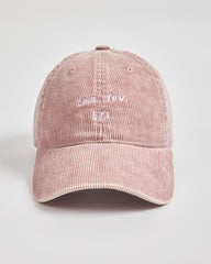 Front view of Love You Bye Dusty Pink Corduroy Cap