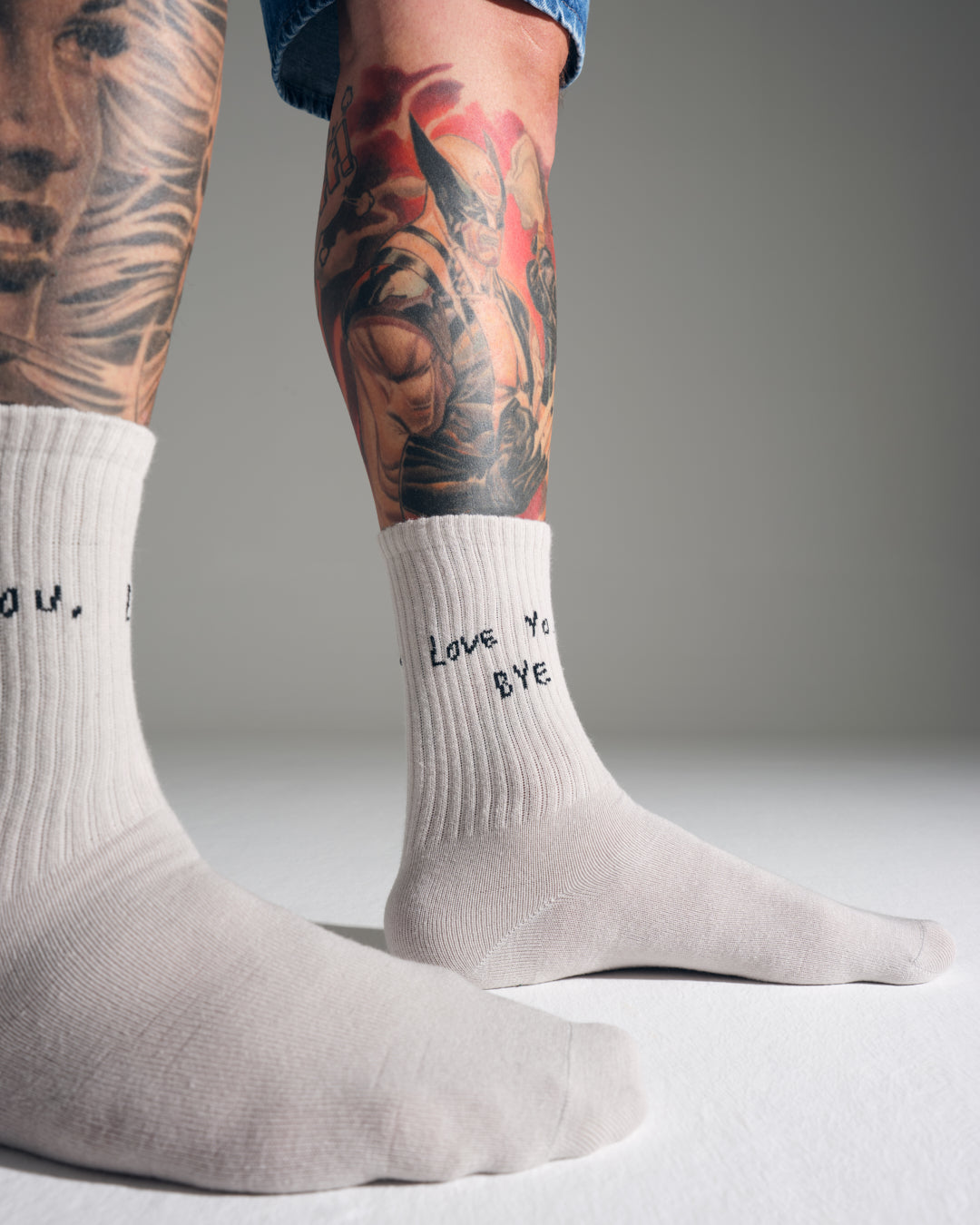 Love You Bye Light Gray Socks