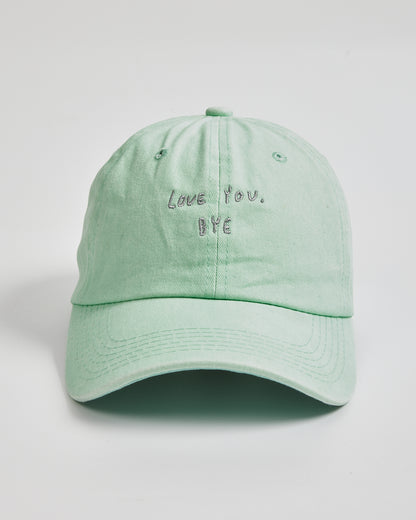 Love You Bye Light Green Washed Cap