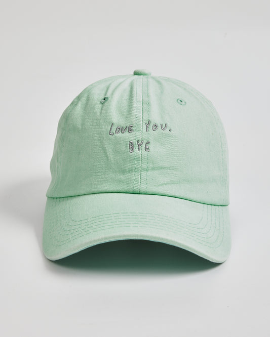 Love You Bye Light Green Washed Cap