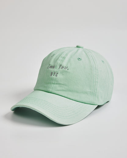 Love You Bye Light Green Washed Cap
