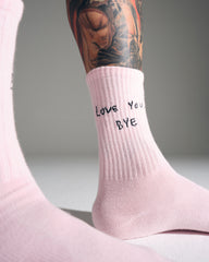 Love You Bye Light Pink Socks