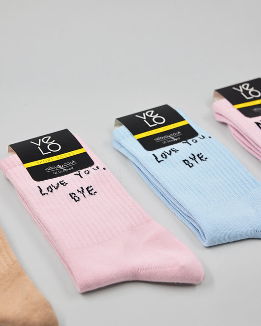 Love You Bye Light Pink Socks
