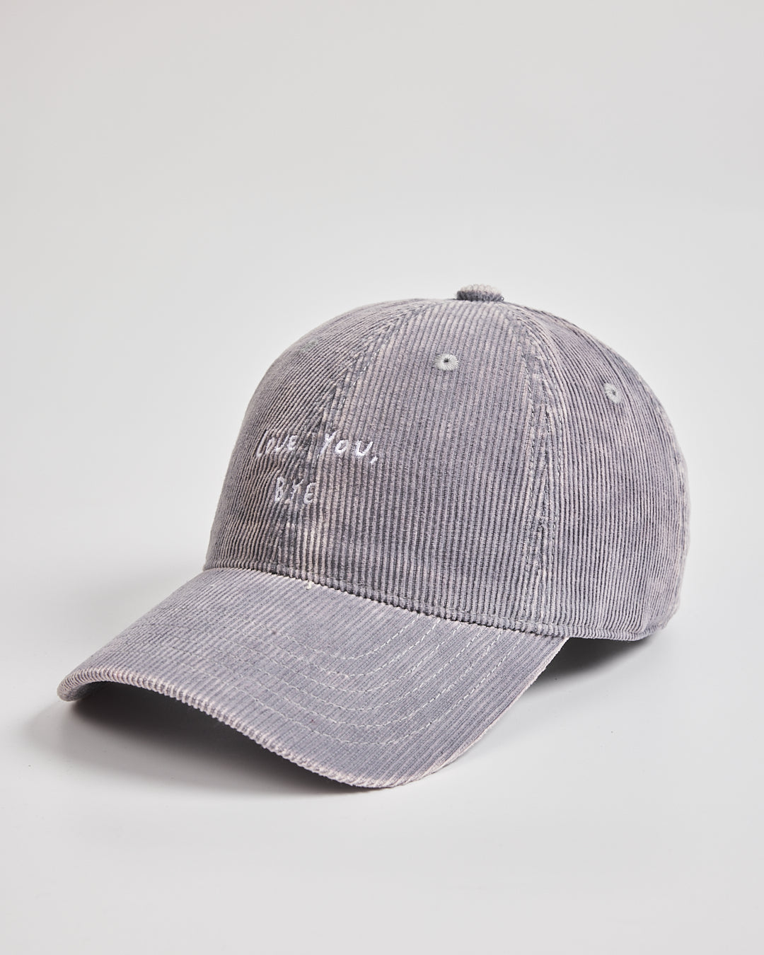 Gray corduroy cap on a light gray background