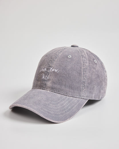 Gray corduroy cap on a light gray background