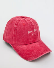 Love You Bye Red Washed Cap