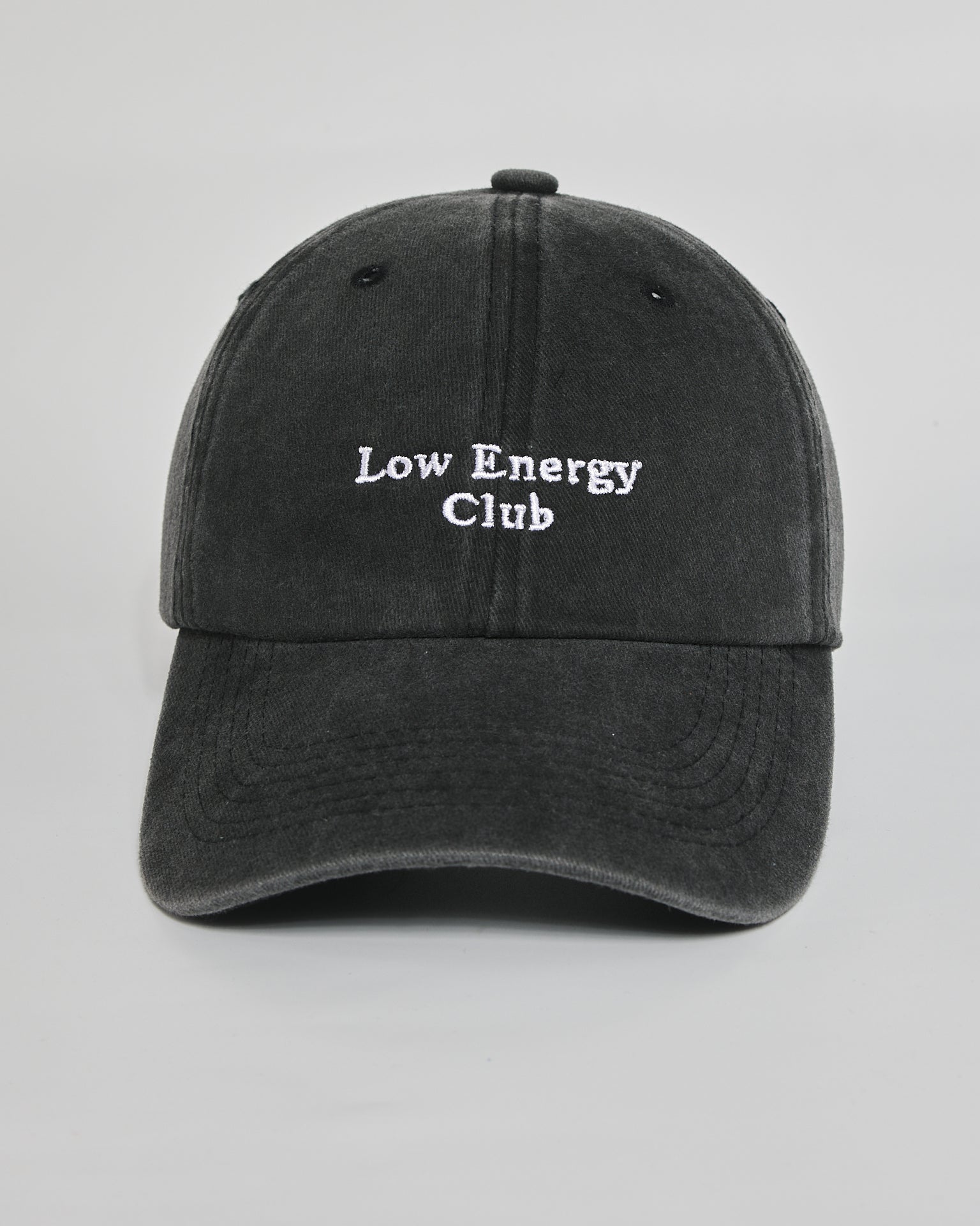 Low Energy Club black washed cap - front view