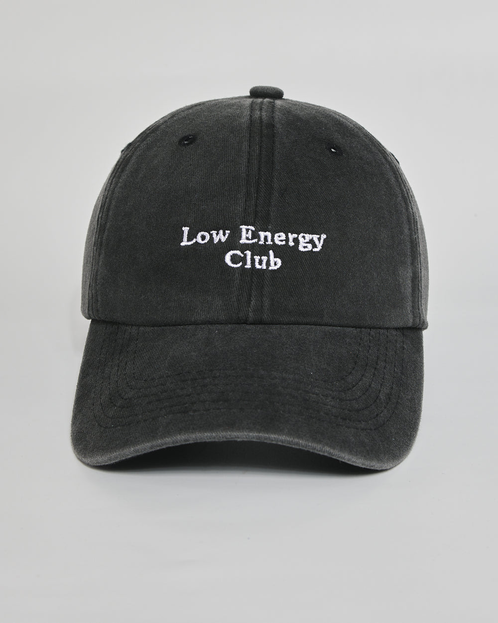 Low Energy Club black washed cap - front view