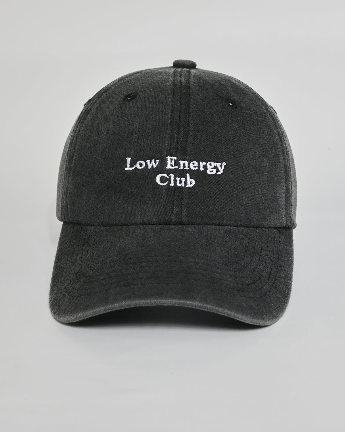 Low Energy Club black washed cap - front view