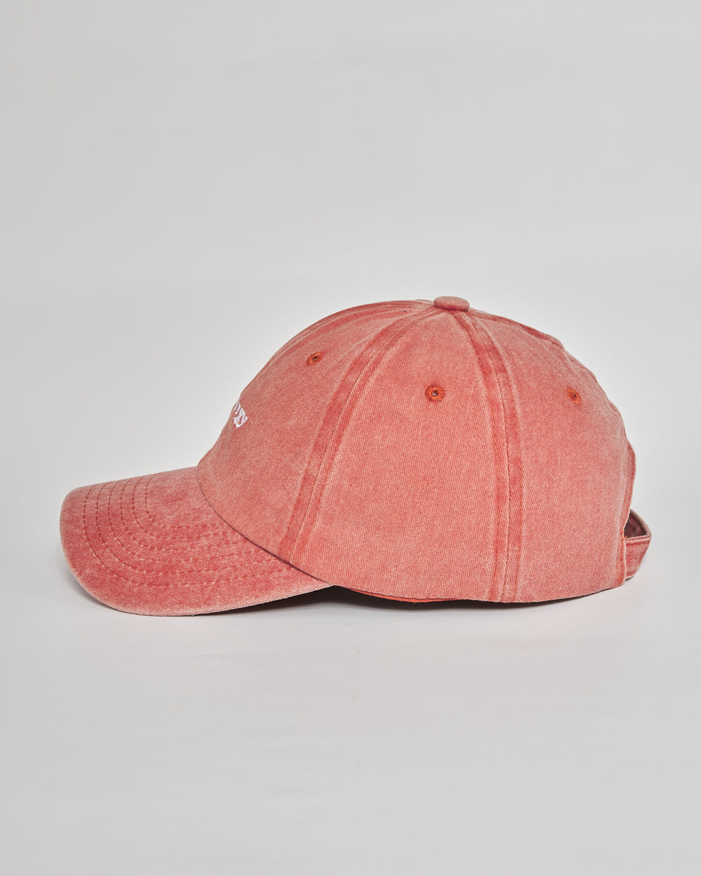 Low Energy Club coral washed cap - angled view