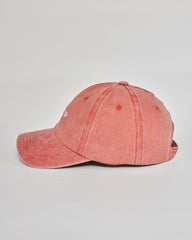 Low Energy Club coral washed cap - angled view