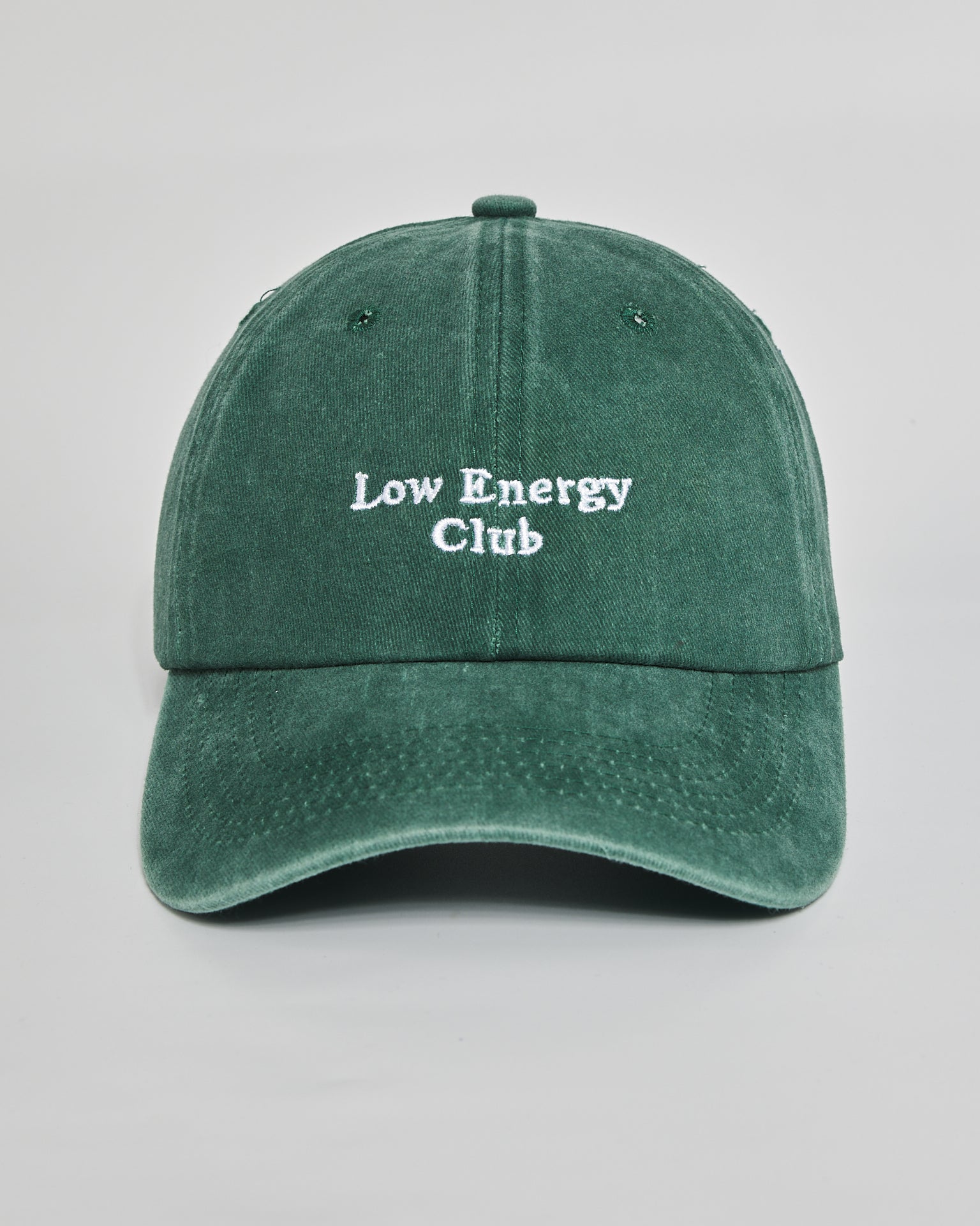 Low Energy Club forest green washed cap - front view