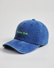 Side view of Matcha Club Blue Washed Cap