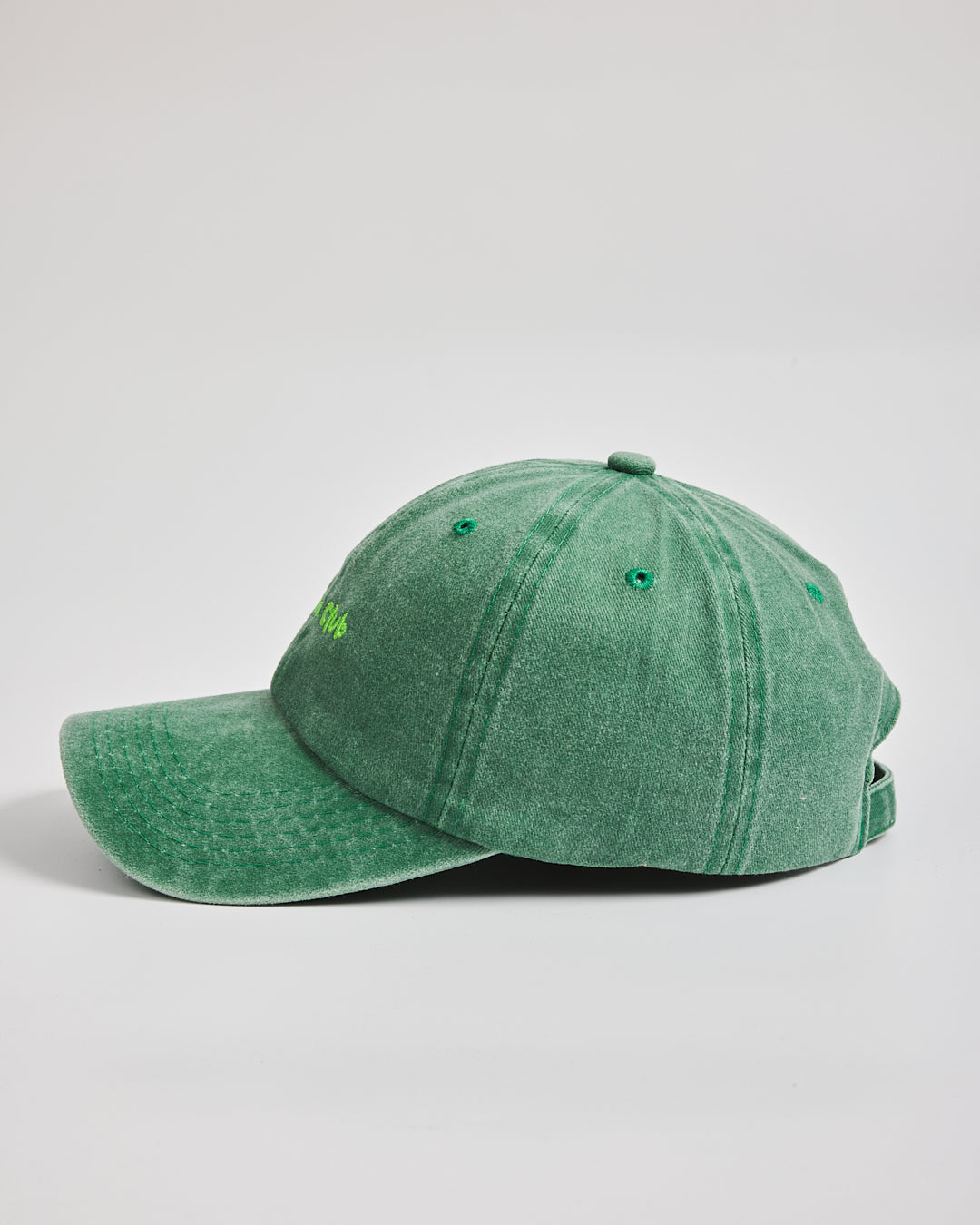 Matcha Club Green Washed Cap on a light gray background