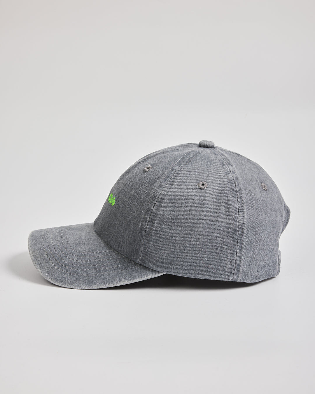 Matcha Club Grey Washed Cap on a light gray background