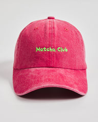 Front view of Matcha Club Red Washed Caps