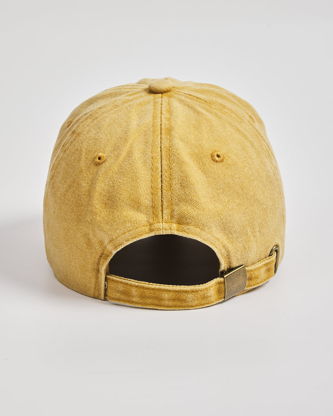 Back view of Matcha Club Mustard Yellow Washed Cap