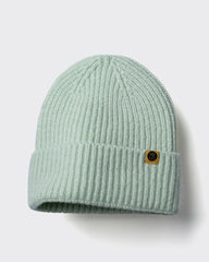 Mint Green Lux Beanie on a light gray background