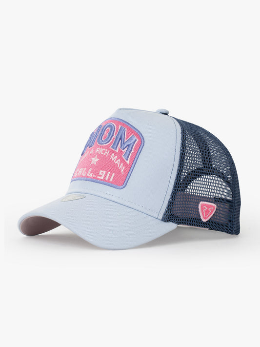 Side view of Mom Blue Trucker Hat