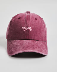 Front view of Mom Burgundy Washed Cap