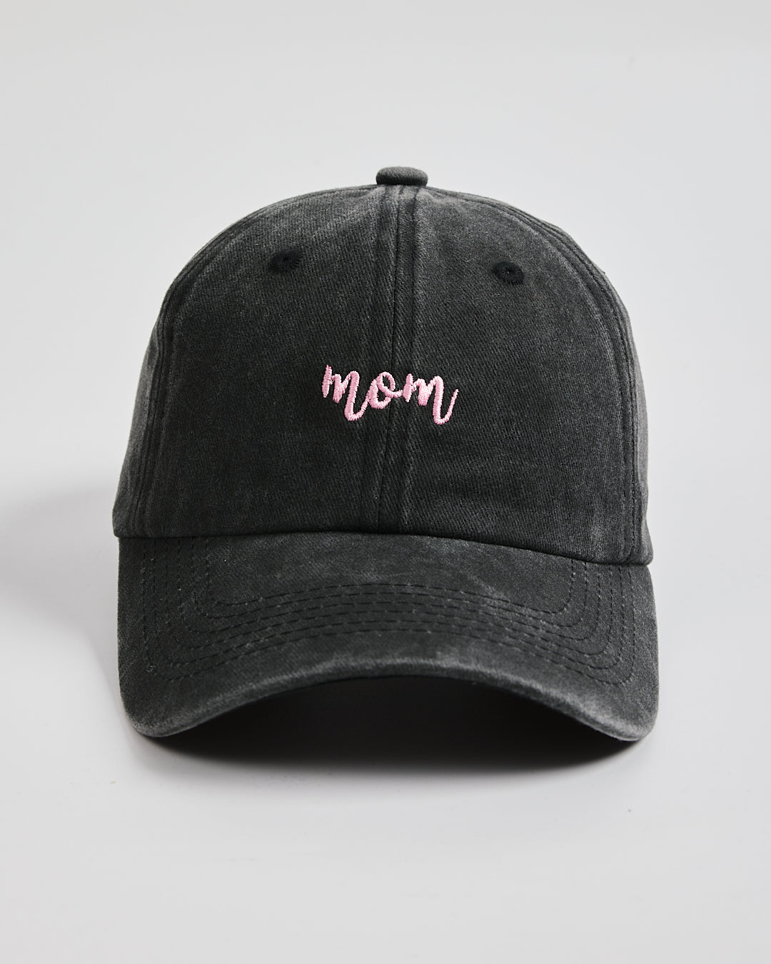 Front view of Mom Deep Black Washed Cap