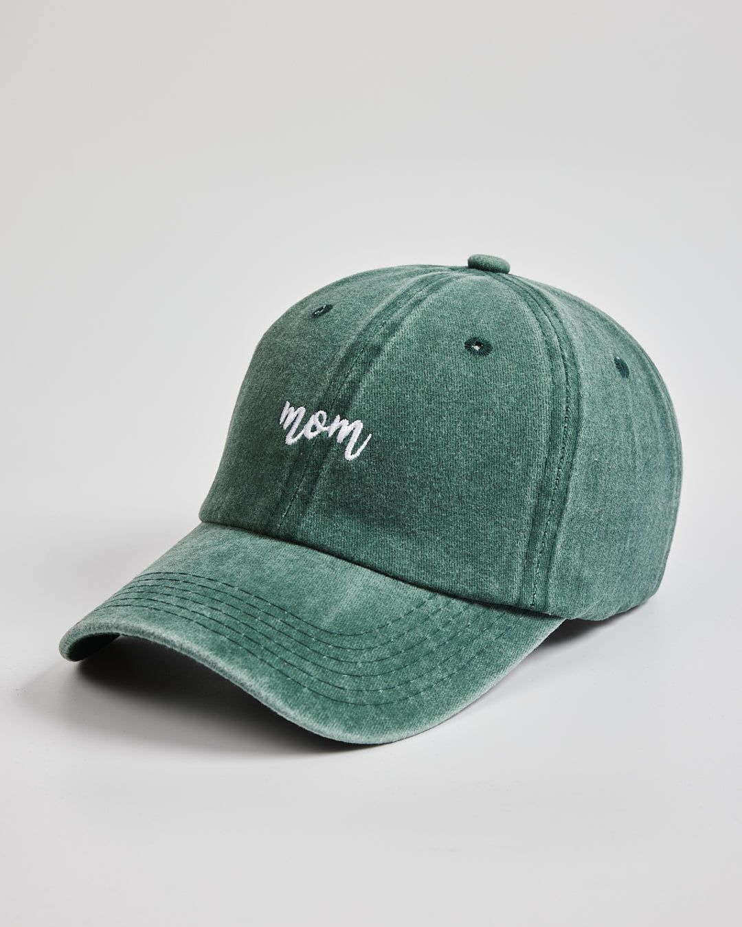Side view of Mom Green Washed Cap