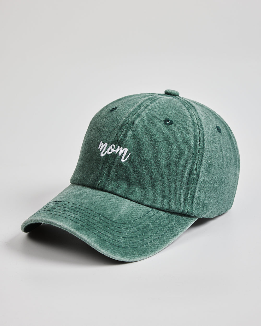Side view of Mom Green Washed Cap