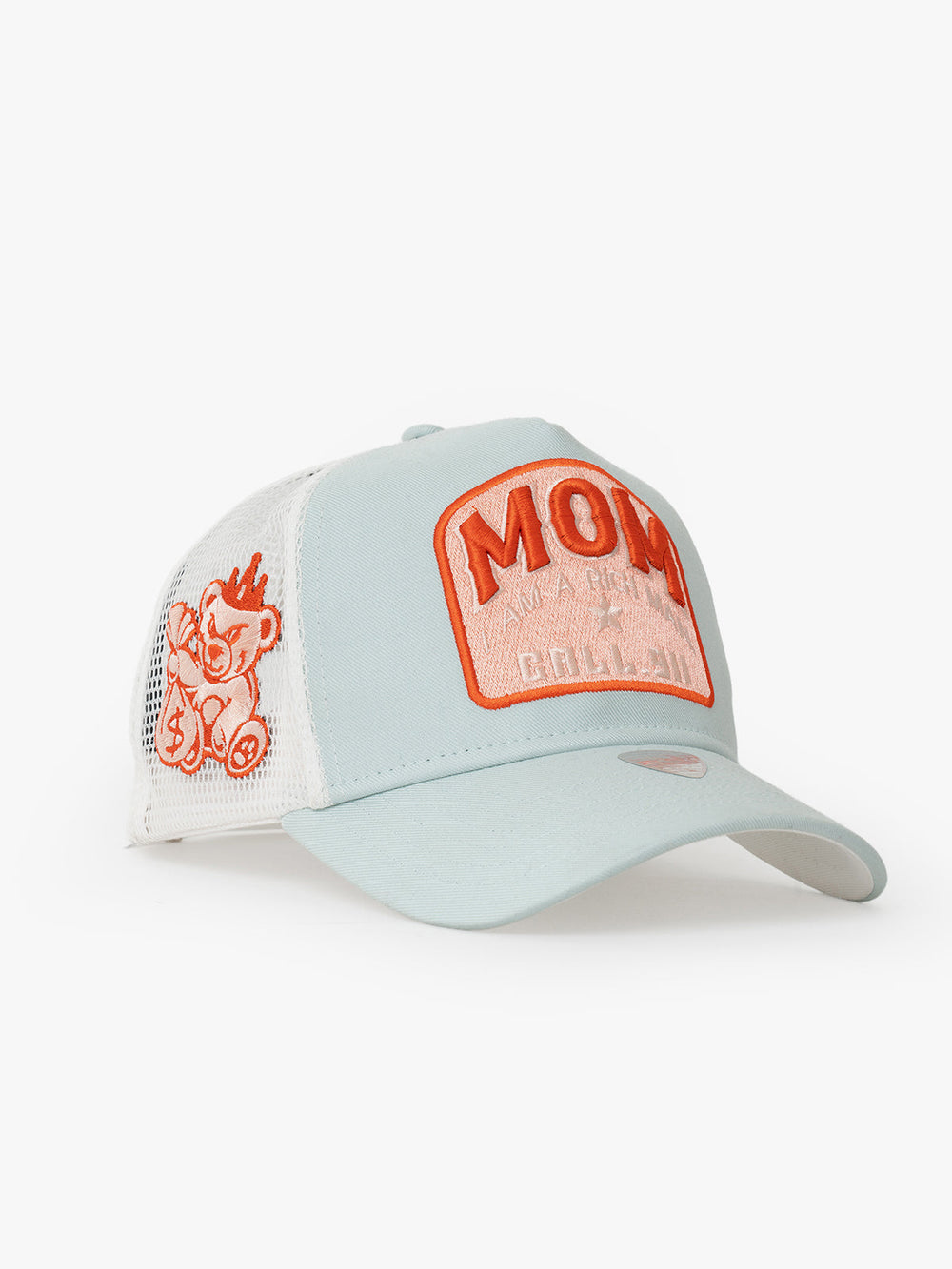 Side view of Mom Mint Green Trucker Hat