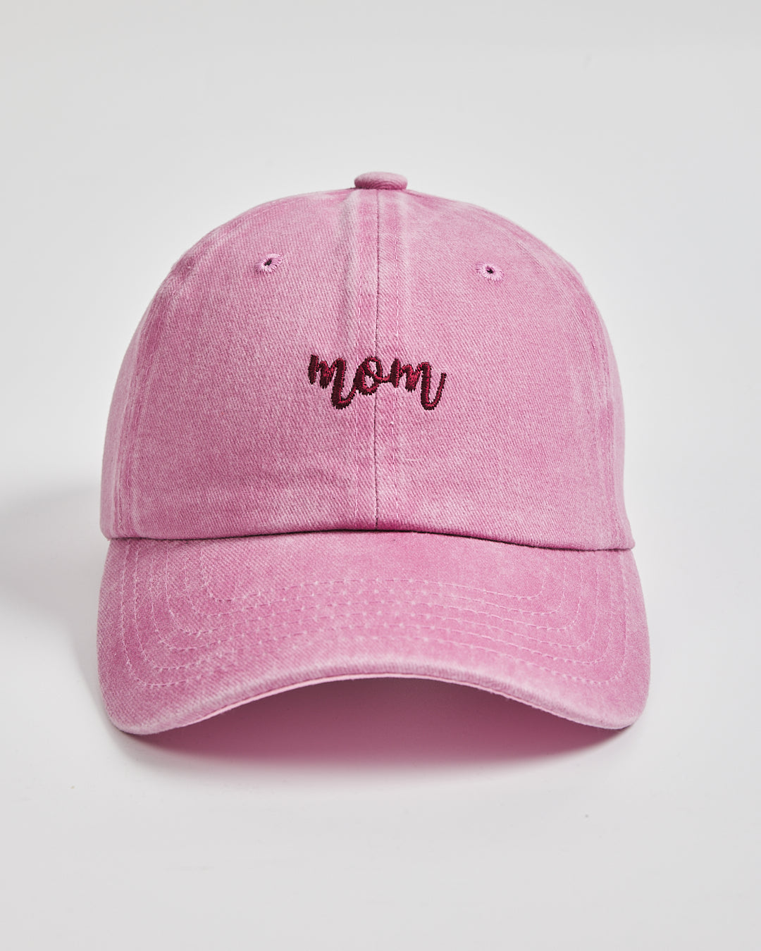 Front view of Mom Pink Washed Cap