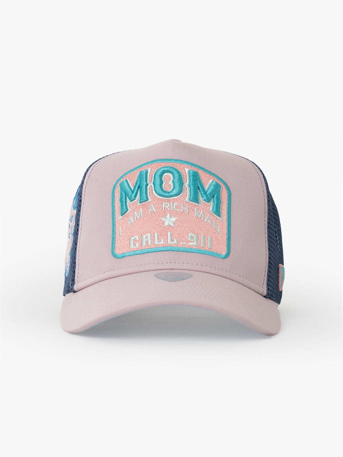 Front view of Mom Powder Trucker Hat