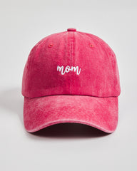 Front view of Mom Red Washed Cap