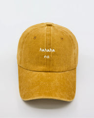 front view of Mustard Hahaha No Washed Cap