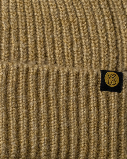 Close view of Mustard Yellow Lux Beanie