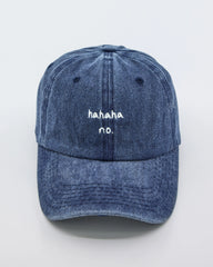 front view of Navy Blue Hahaha No Washed Cap