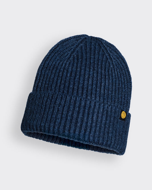 Front view of Navy Lux Beanie
