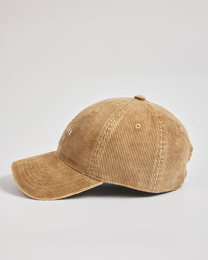 Camel corduroy cap on a light gray background