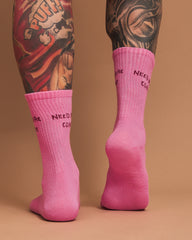 Back view of Need More Coffee Hot Pink Socks