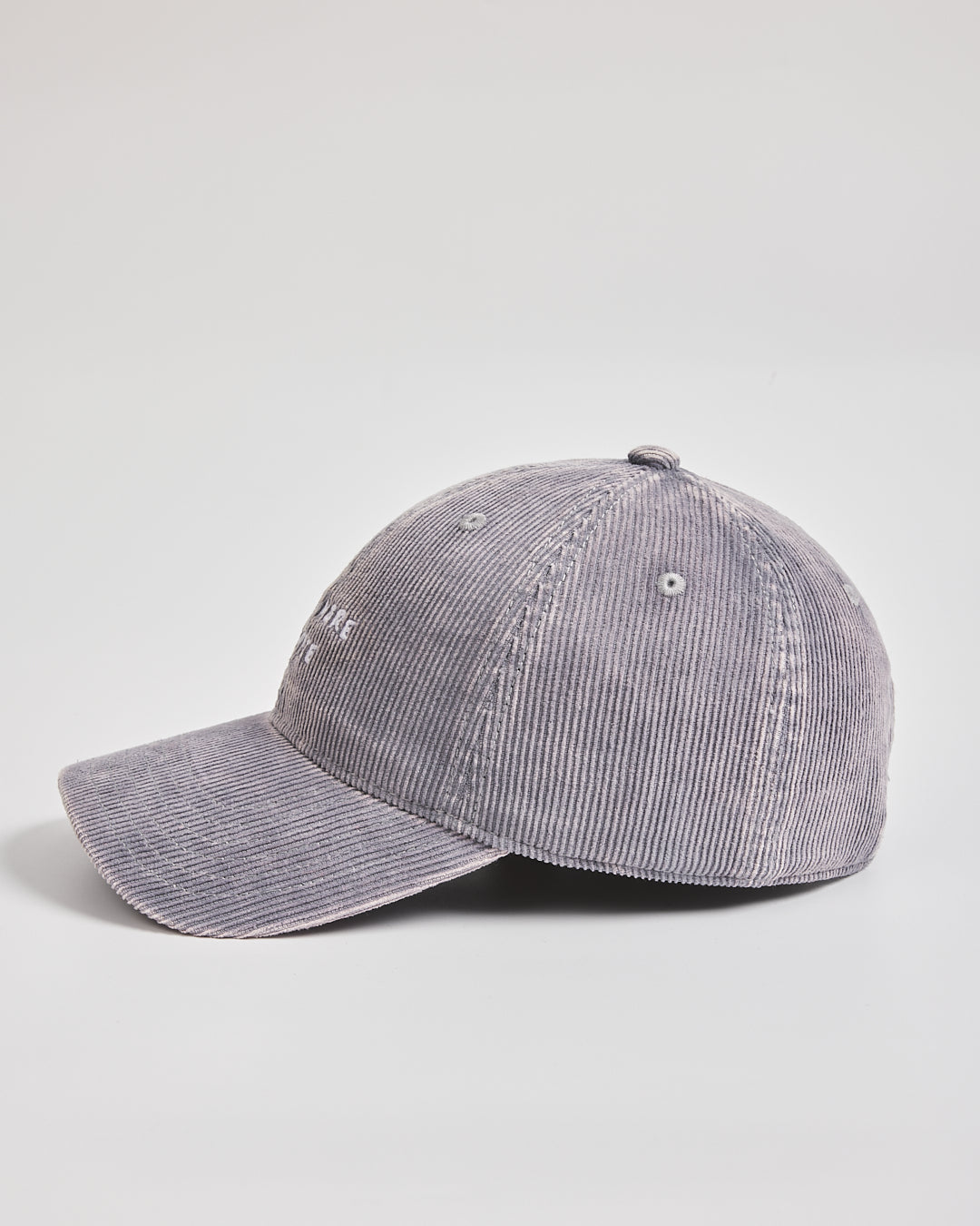 Gray striped baseball cap on a light gray background
