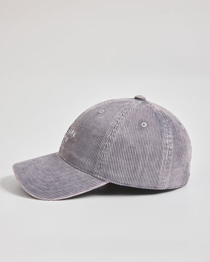 Gray striped baseball cap on a light gray background