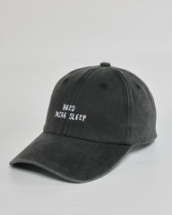 Need More Sleep black washed cap - side view