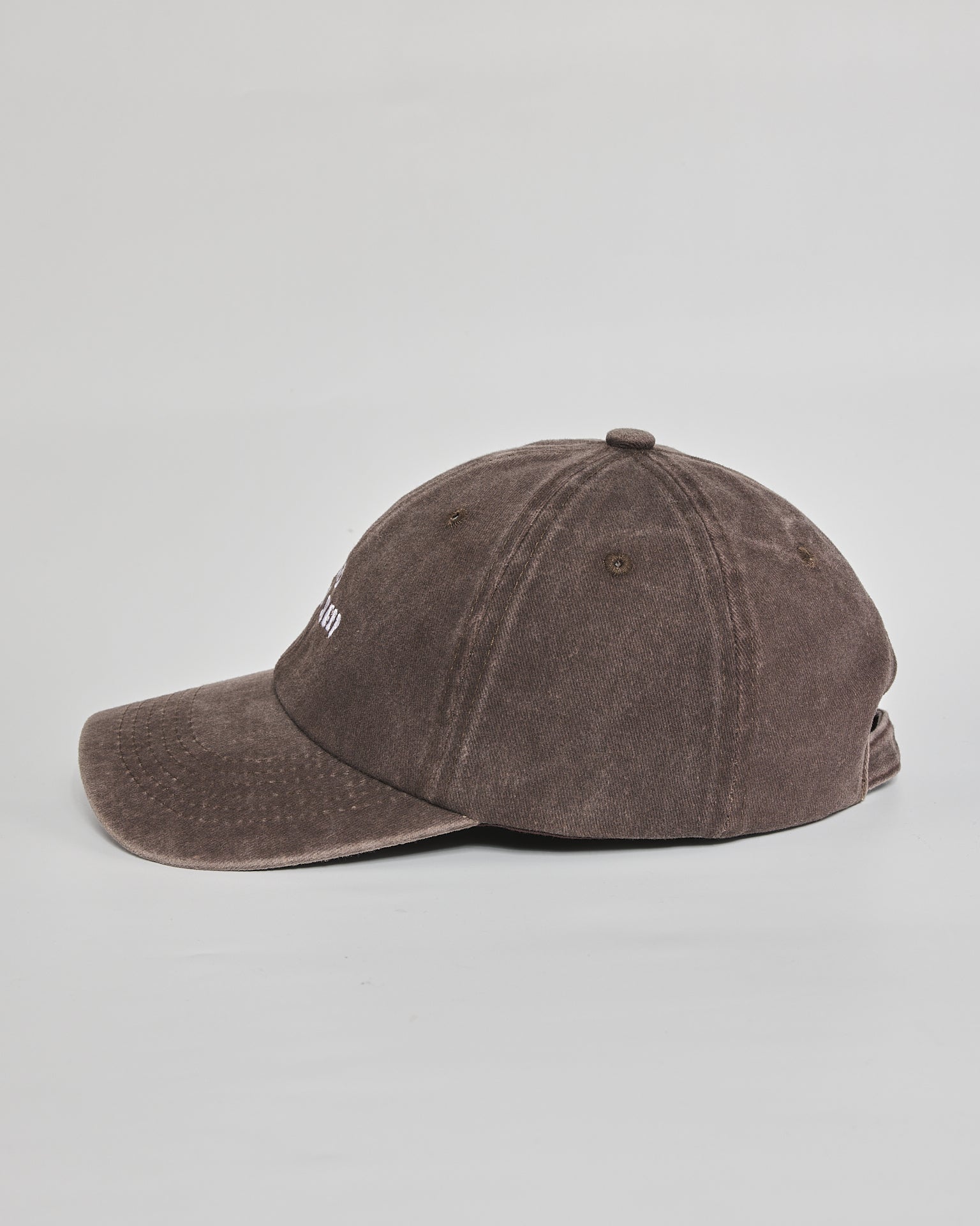 Need More Sleep brown washed cap - angled view