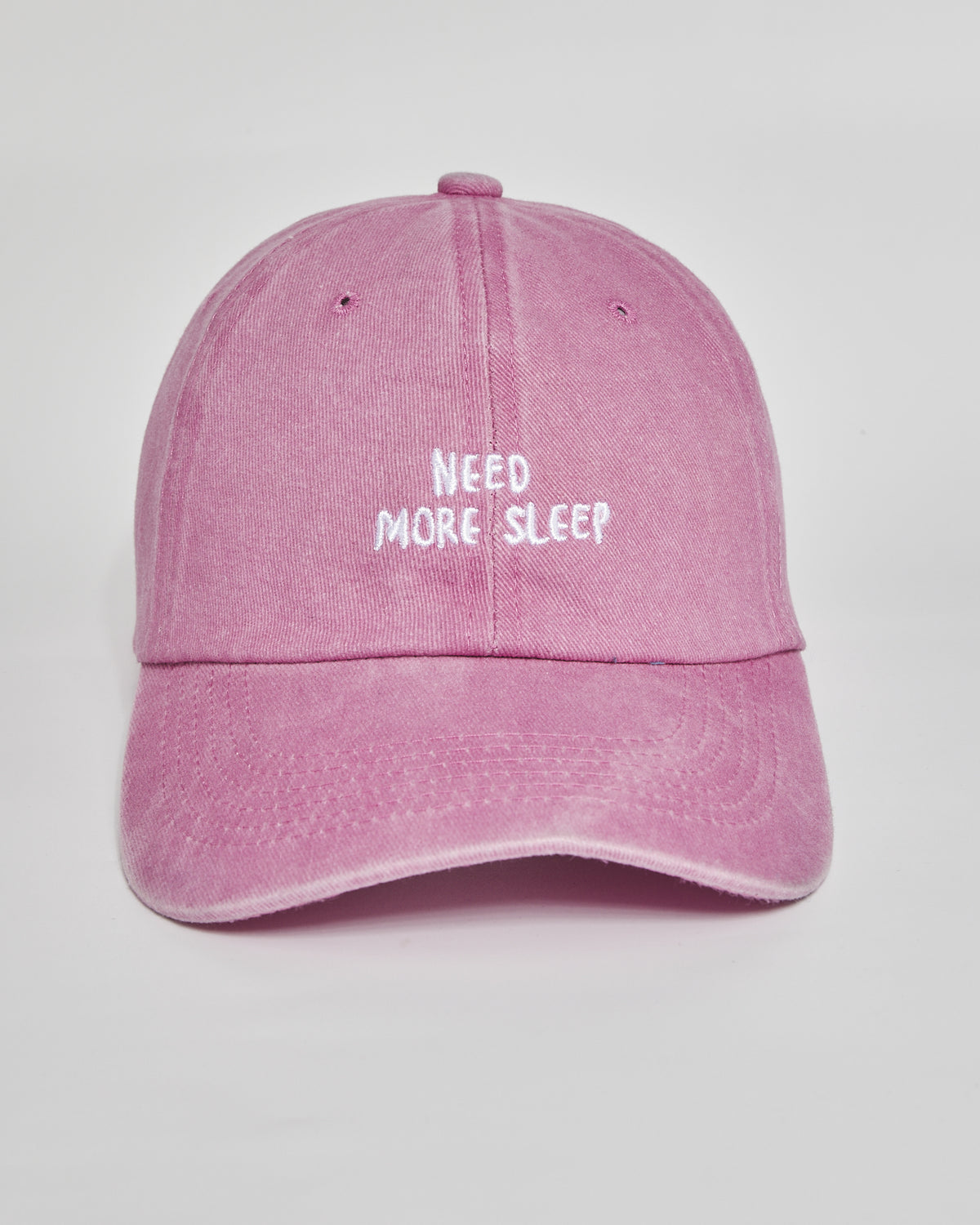 Need More Sleep pink washed cap - front view